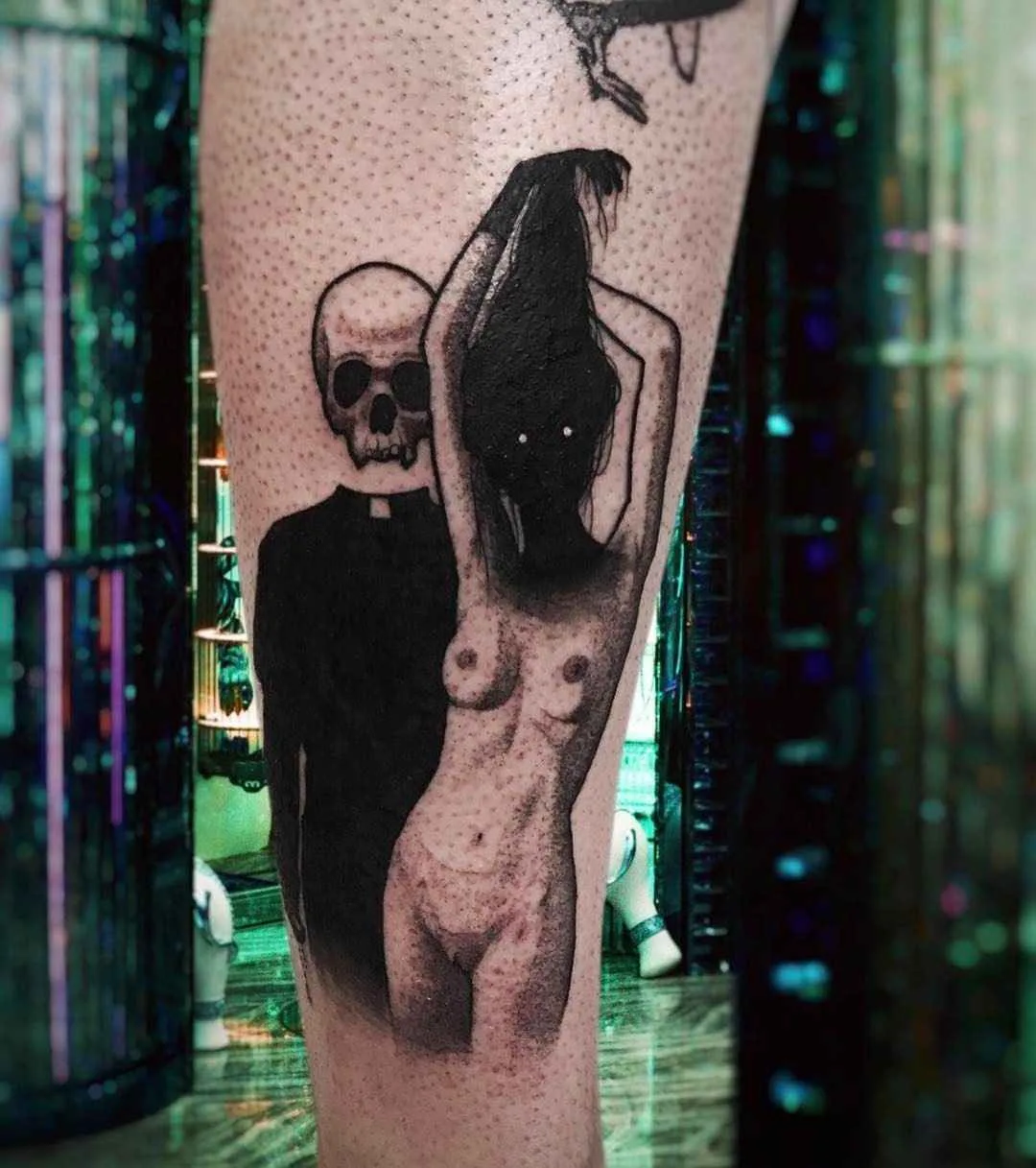 Тату мастер SEWP скетч трэш блэкворк татуировки | Tattoo artist SEWP blackwork dotwork erotic tattoo