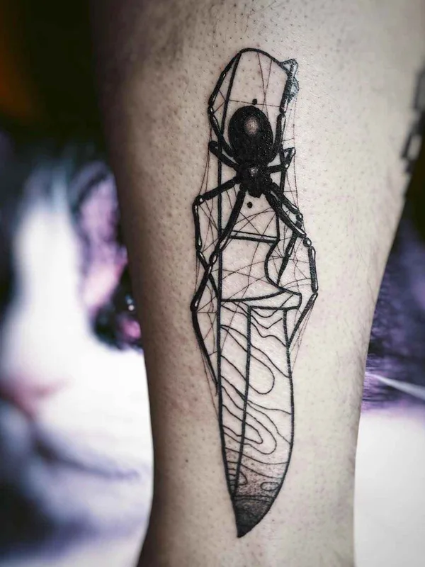 black linework Tatuagem em calf #11165 | Tatuador SEWP