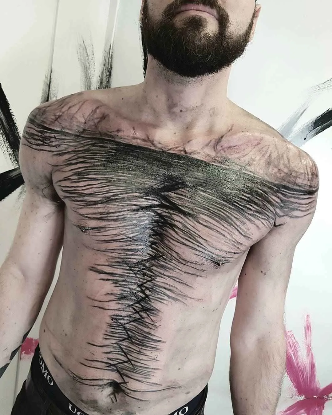Artista de tatuagem Valerio Cancellier esboço de tatuagem de Blackwork brutal