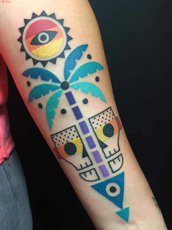 color geometric 纹身 在 forearm #11153 | 纹身师 Winston The Whale