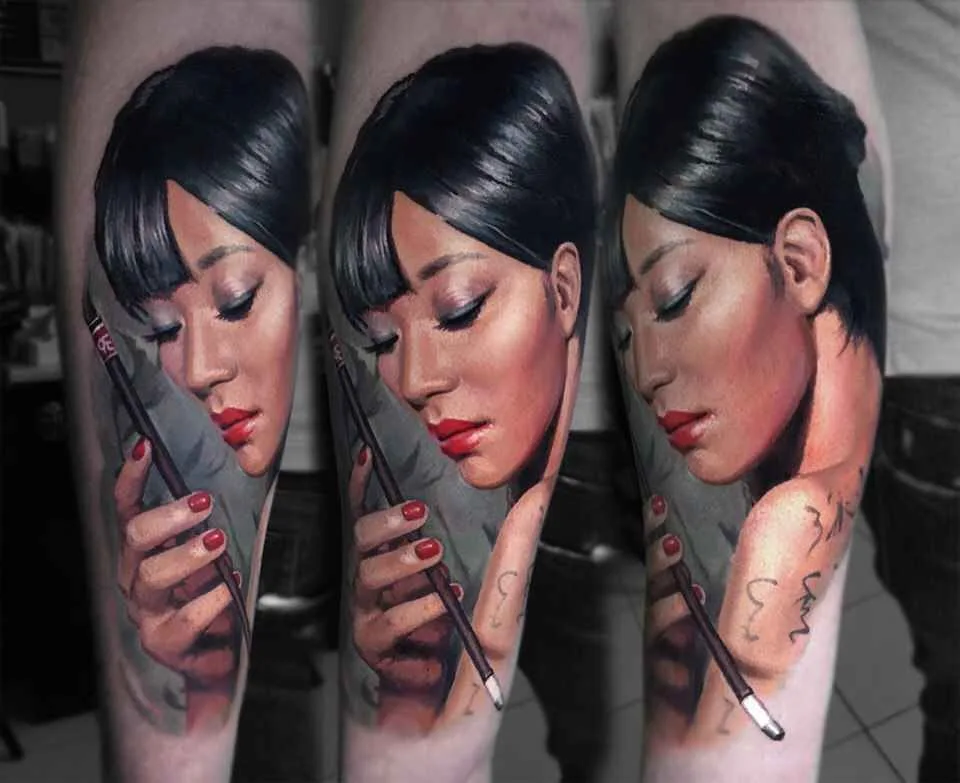tatuista Valentina Ryabova, realismo colorato, tatuaggio, horror, ritratto | Tattoo artist Valentina Ryabova color realistic tattoo, realism, horror, potrait