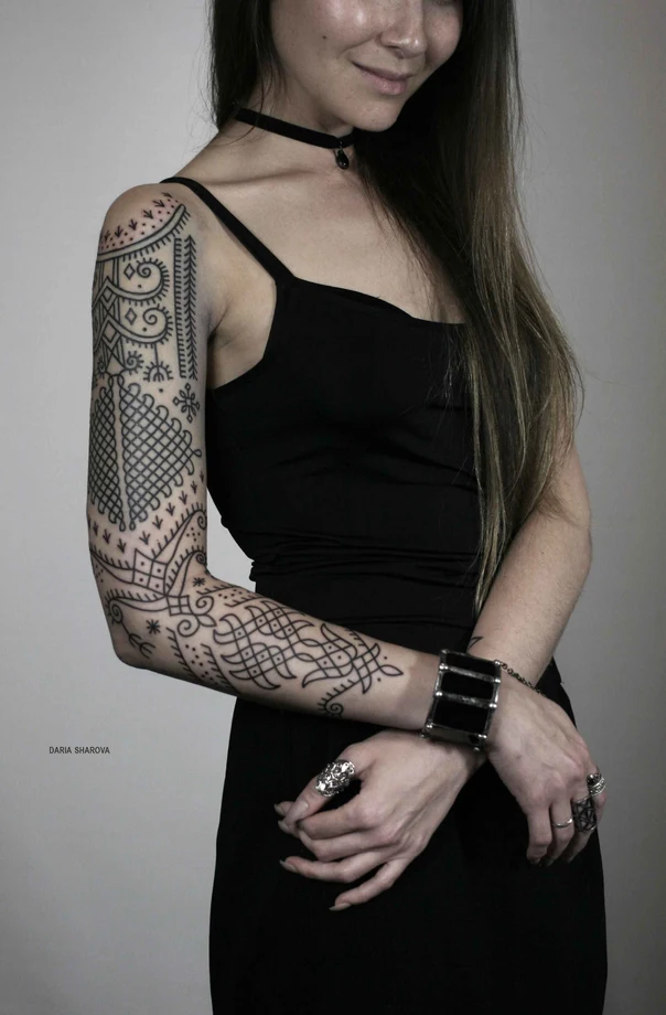 Геометрия Geometric patterns, Abstract shapes tattoo на Полный рукав