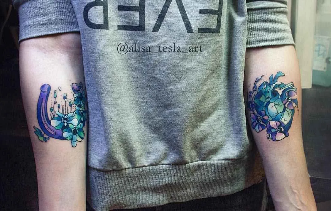 тату мастер Alisa Tesla цветные татуировки акварель графика Санкт-Петербург | Tattoo artist Alisa Tesla color tattoo watercolor graphic