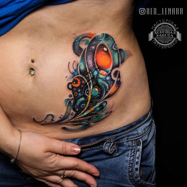 Абстрактная Abstract tattoo на Живот