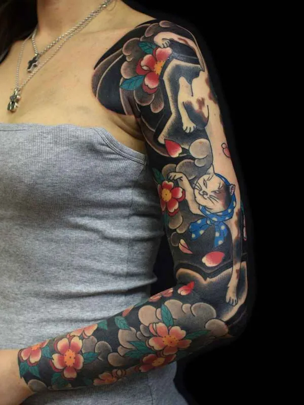 female color japanese Tatuaggio su full sleeve #10915 | Tatuatore Сергей Buslay Буслаев