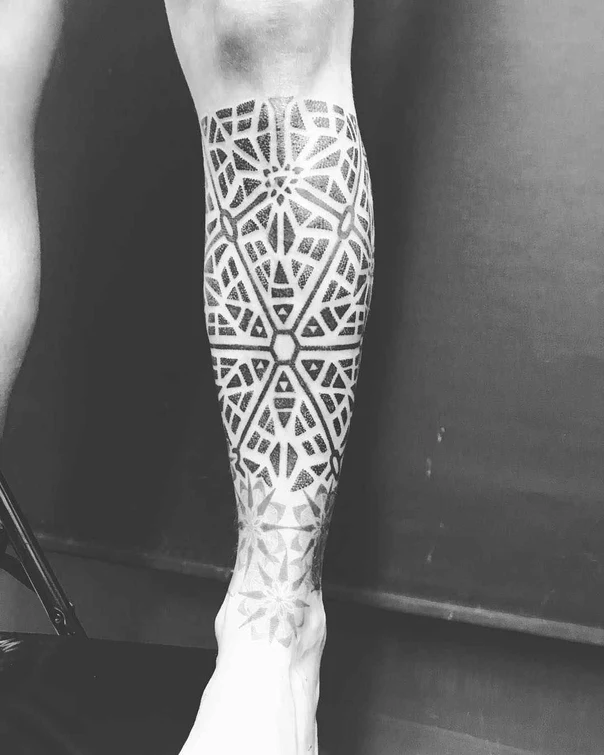 Geometric Geometric, Mandala tattoo on Calf