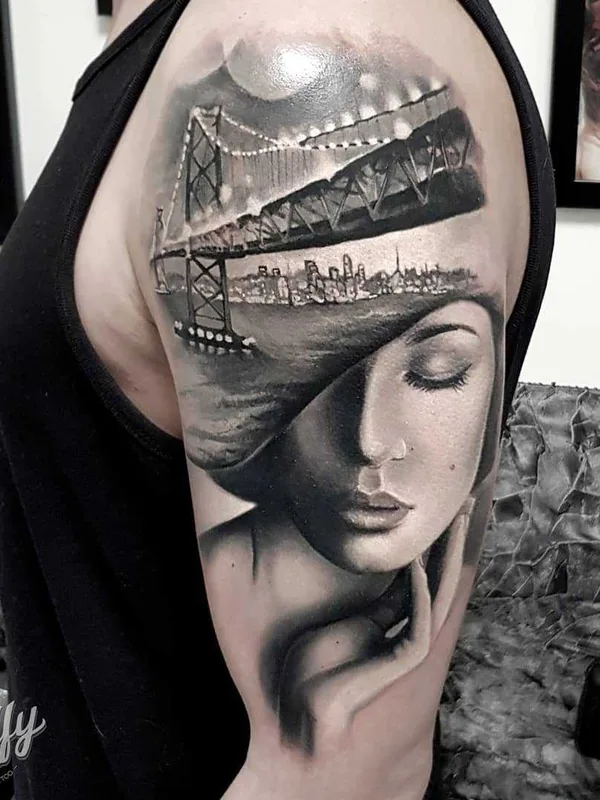 female black and grey realism татуировка на upper arm #20913 | Тату мастер Rafał Dąbrowski - Ralfy