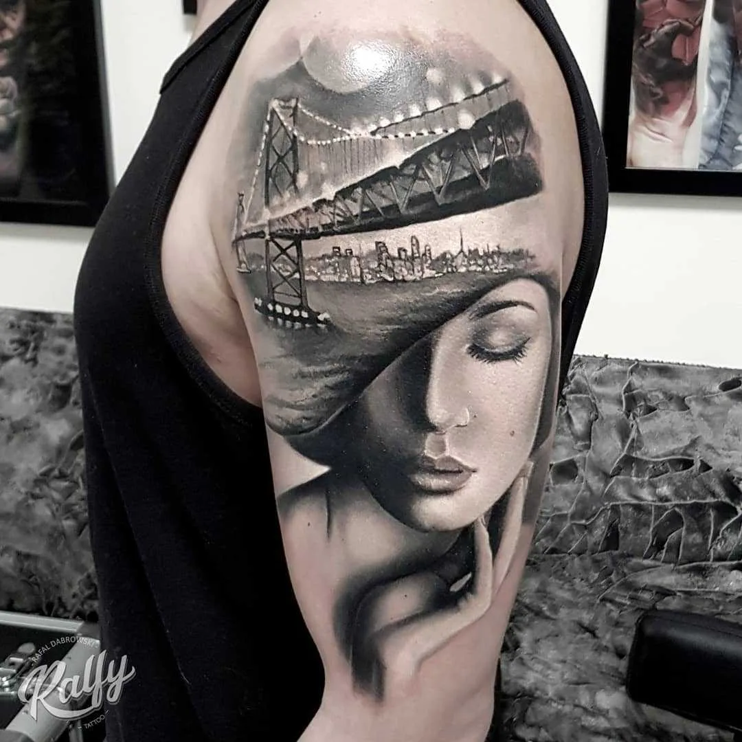 Tatuador Rafał Dąbrowski - Ralfy, tatuagem de cor e preto e cinza de retrato em realismo | Reino Unido 
