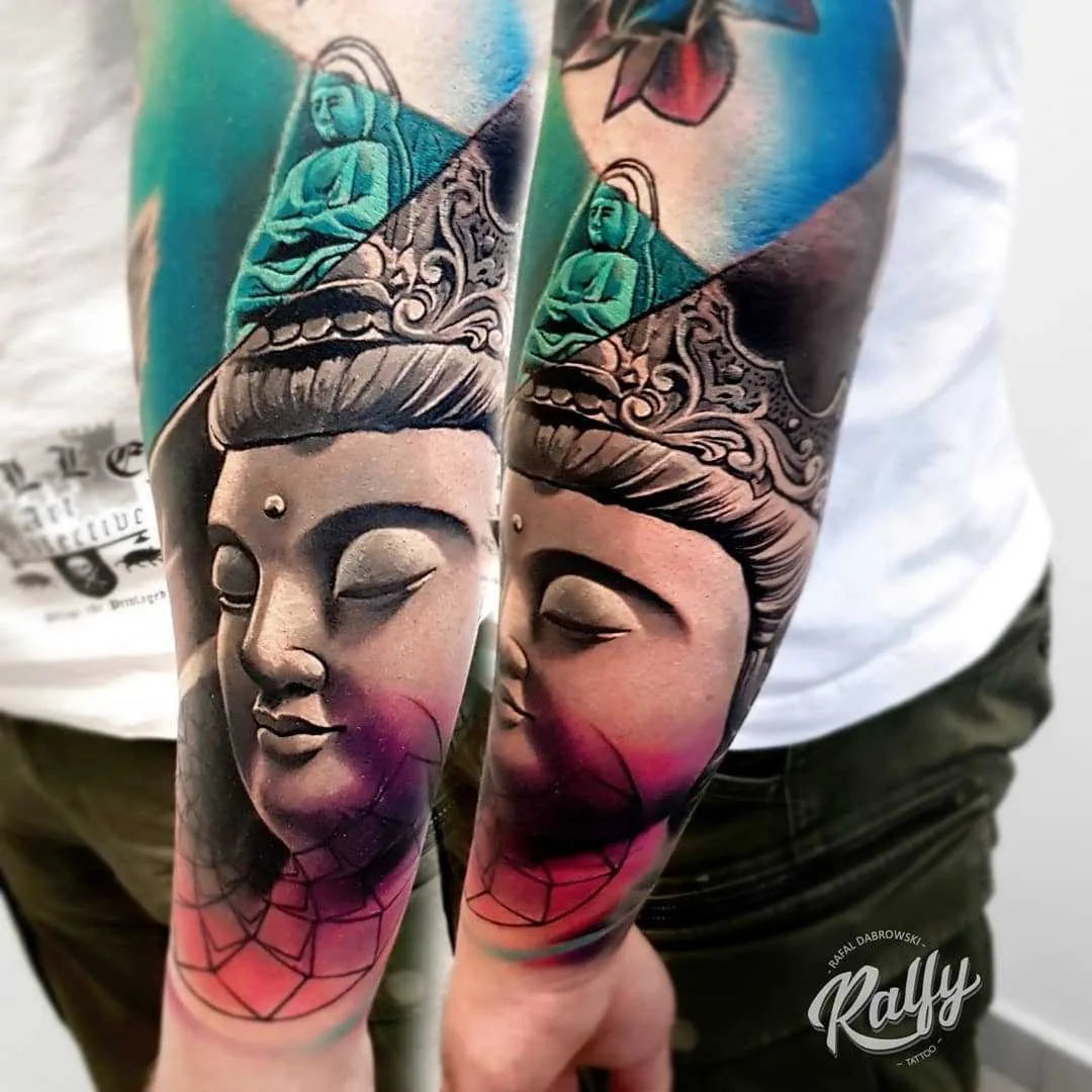 Tatuador Rafał Dąbrowski - Ralfy, tatuagem de cor e preto e cinza de retrato em realismo | Reino Unido 