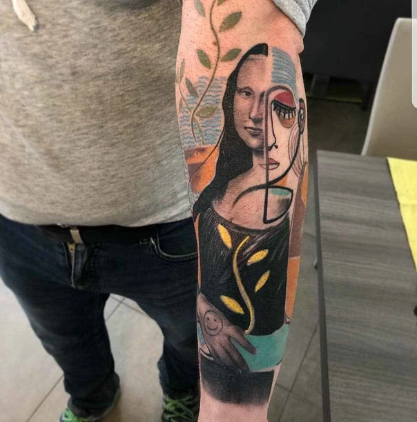 Abstract Portrait, Face tattoo on Forearm