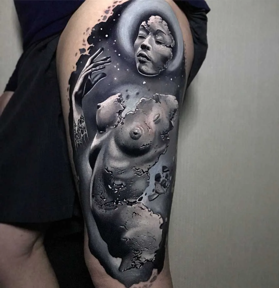Tatuador Jacob Sheffield, cor e preto e cinza retrato tatuagem realismo | USA 