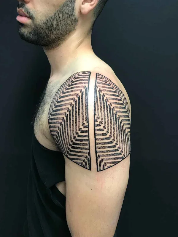 male black geometric Tatuaggio su shoulder #20641 | Tatuatore Matt Black