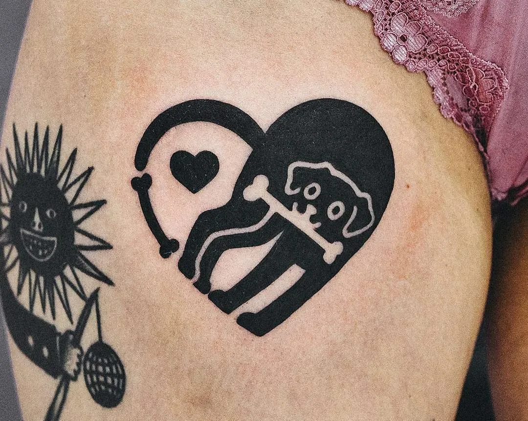 Tattoo artist Woo Loves You - authors style color and black graphic minimalism tattoo | Korea