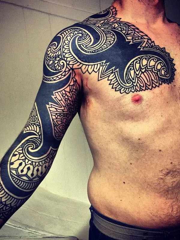 male black blackwork Tatuaggio su full sleeve #20639 | Tatuatore Matt Black