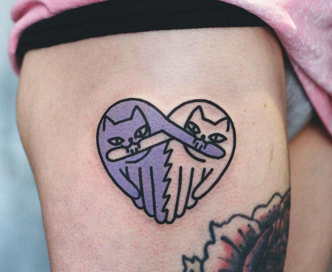 Tattoo artist Woo Loves You - authors style color and black graphic minimalism tattoo | Korea