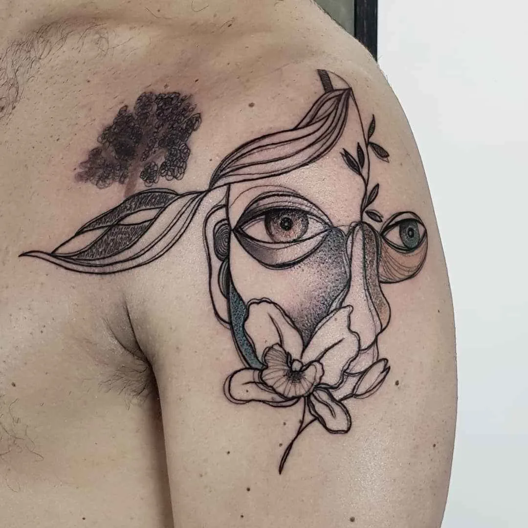 Тату мастер Matteo Cascetti, цветные авторские татуировки, графика, абстракция, кубизм | Италия