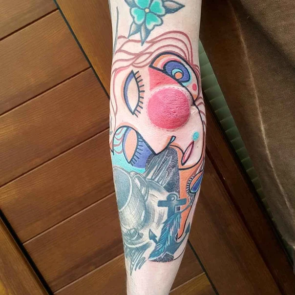 Abstract Face, Anchor tattoo on Forearm