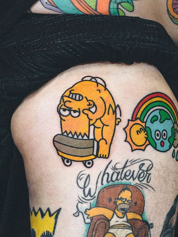 color cartoon Tatuagem em thigh #21094 | Tatuador Woo