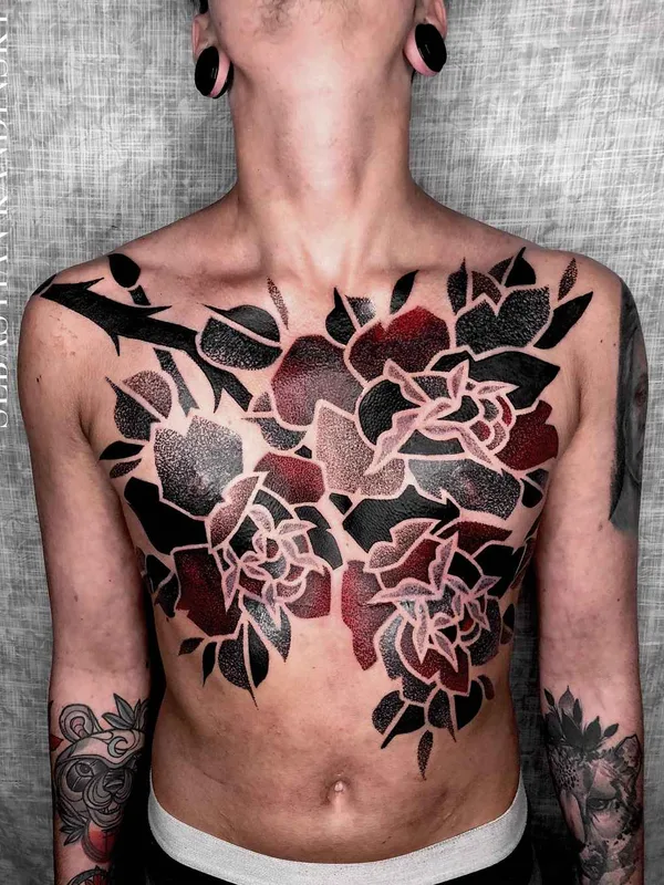 male color blackwork Tatuagem em chest #20854 | Tatuador Sebastian Kandinsky