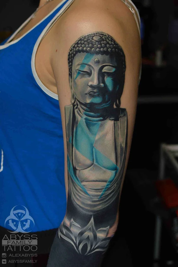 Реализм Buddha tattoo на Полный рукав