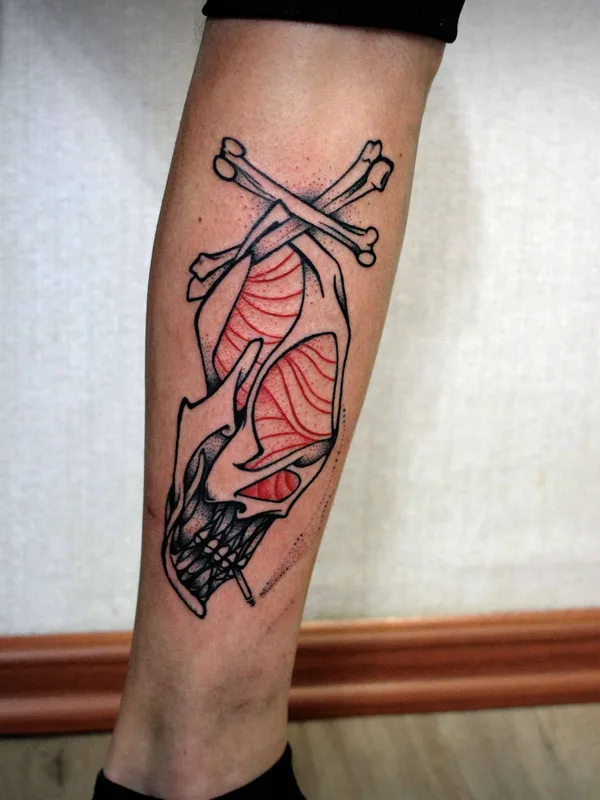 color blackwork 纹身 在 calf #20942 | 纹身师 Мари Синица