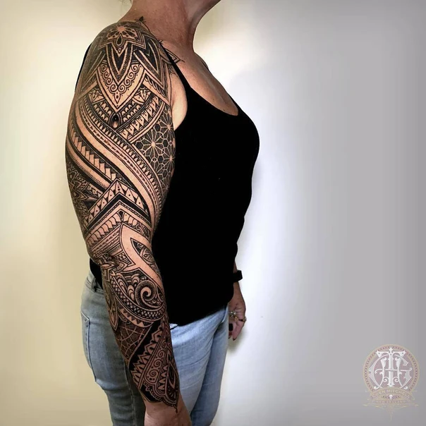 Tribal Geometric, Ornamental tattoo on Full Sleeve