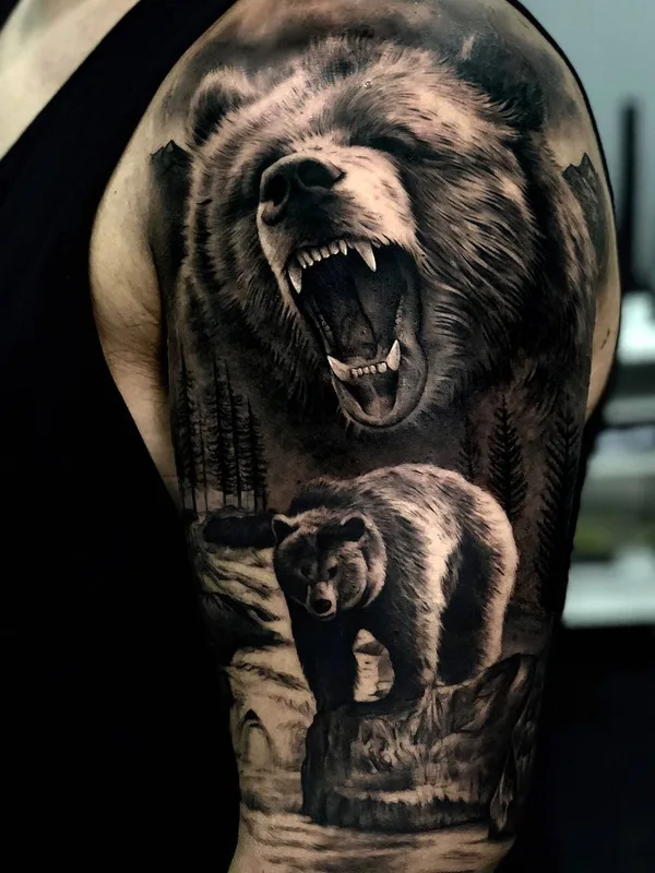 black and grey realism 纹身 在 full sleeve #30334 | 纹身师 Sergio Fernandez