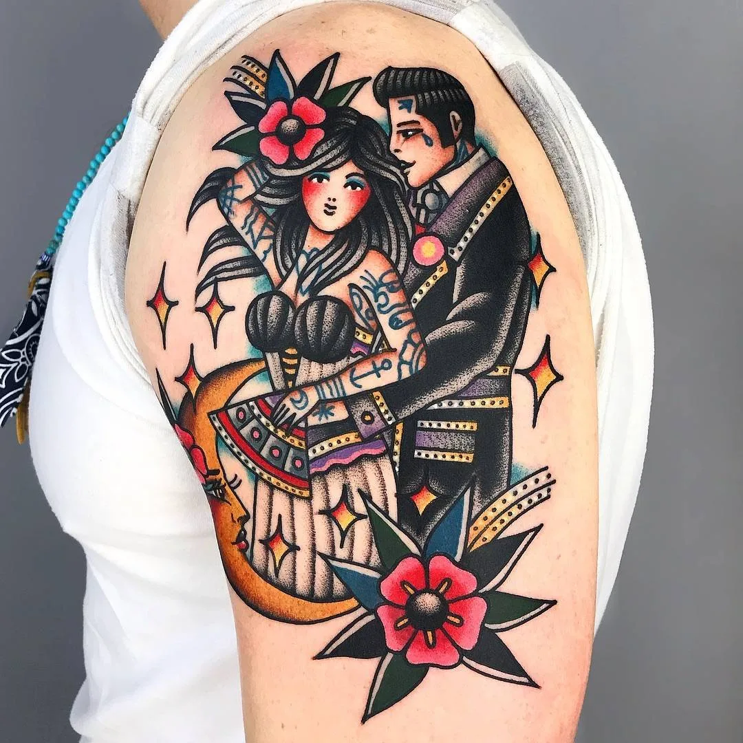 Artista del tattoo Dani Queipo, tattoo a colori tradizionali e di vecchia scuola | Londra, Regno Unito