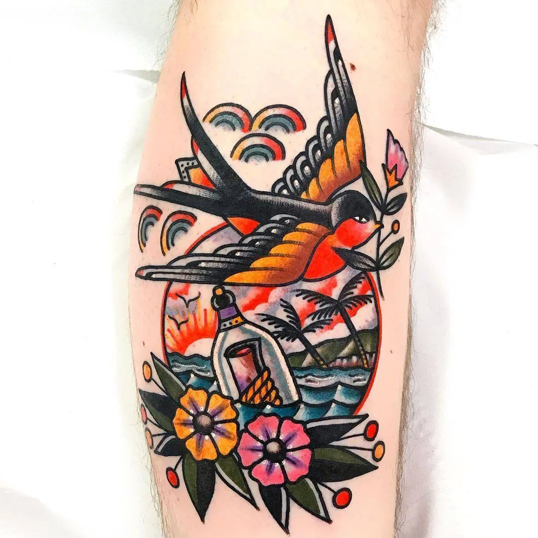 Tattoo artist Dani Queipo, color tarditional and old school tattoo | London, UK