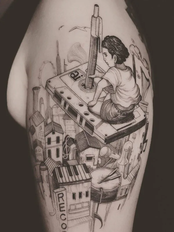 black and grey sketch Tatuaggio su shoulder #30487 | Tatuatore Kubrick Ho