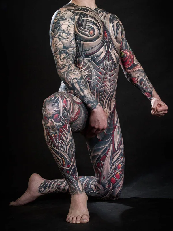 male color biomechanical tattoo on full body #30501 | Tattoo Artist Javier Obregon
