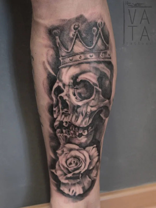 black and grey realism tatuaje en calf #30521 | Tatuador Ващишина Татьяна