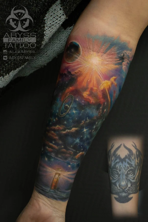 Реализм Space, Planets tattoo на Предплечье