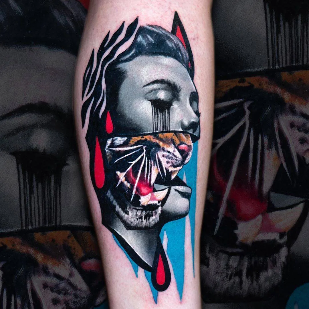 Tattoo artist Hans Deslauriers, authors's style color illustrative realistic tattoo | Monreal, Canada