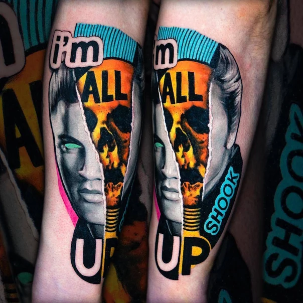 Pop art Skull, Portrait tattoo on Forearm