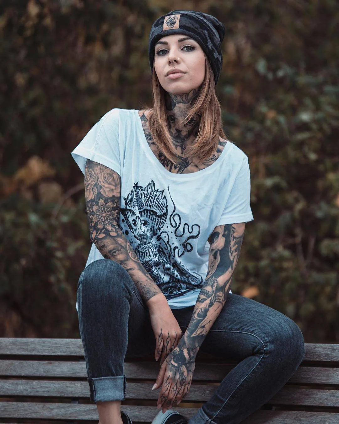 Tattoo model and tattoo artist Nina L&uuml;thy, tattooed girl, girl with tattoo | Germany, Stuttgart