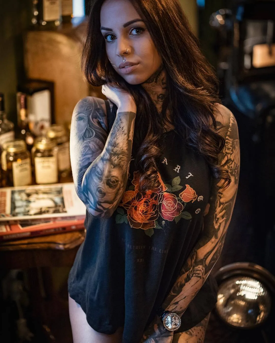 Tattoo model and tattoo artist Nina L&uuml;thy, tattooed girl, girl with tattoo | Germany, Stuttgart