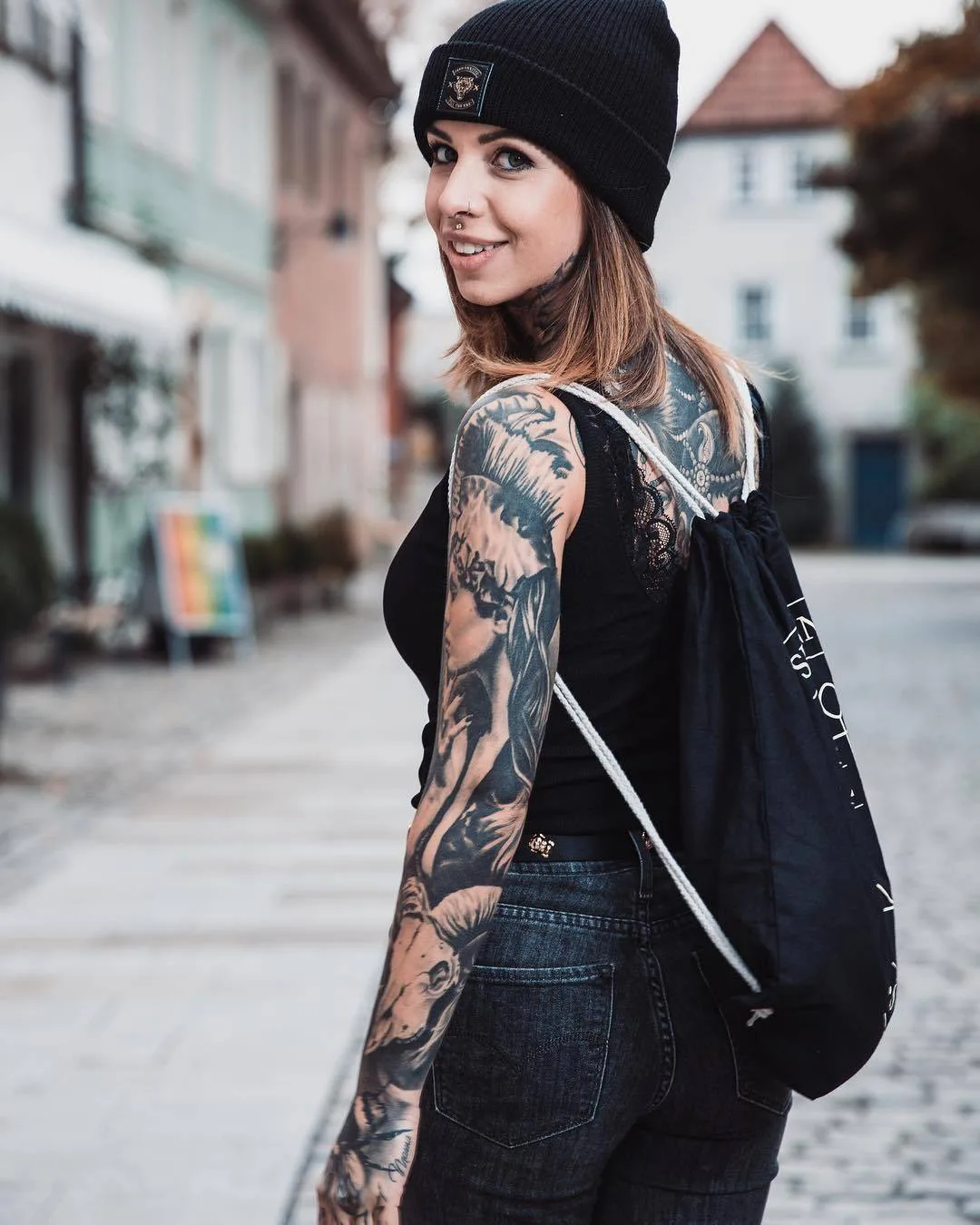 Tattoo model and tattoo artist Nina L&uuml;thy, tattooed girl, girl with tattoo | Germany, Stuttgart