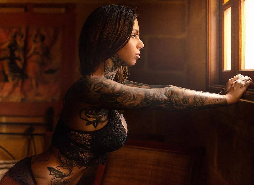 Tattoo model and tattoo artist Nina L&uuml;thy, tattooed girl, girl with tattoo | Germany, Stuttgart