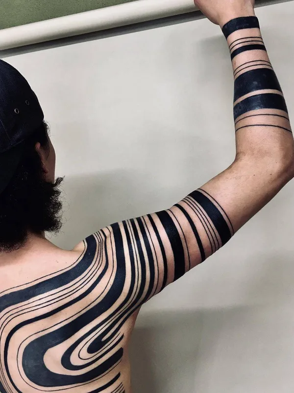 black blackwork 纹身 在 full sleeve #30619 | 纹身师 Taku Oshima