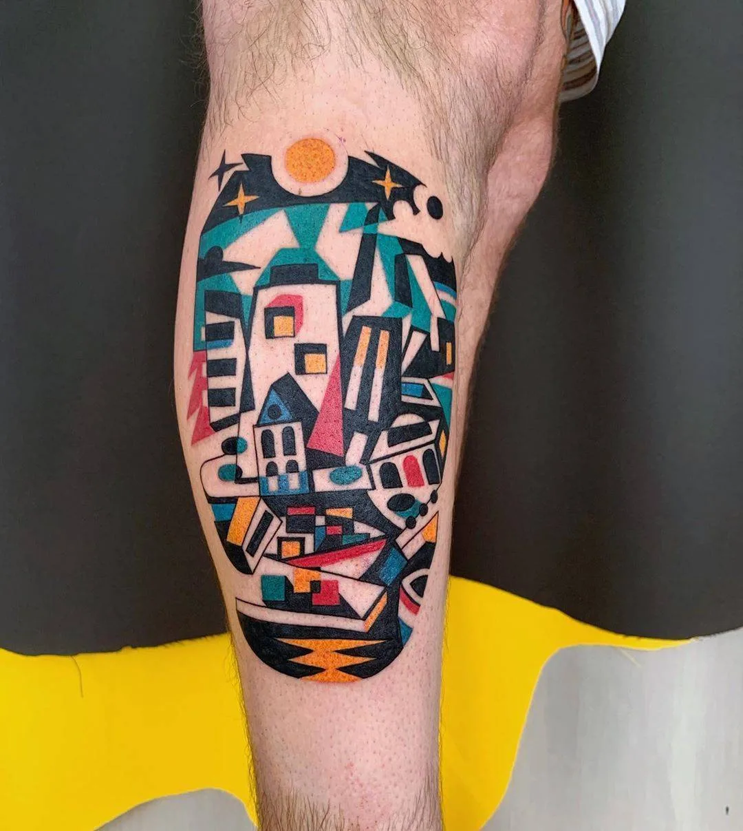 Artista dell'incisione Luca Font, incisione astratta a colori dell'autore, cubismo, primitivismo, incisione contemporanea | Milano, Italia