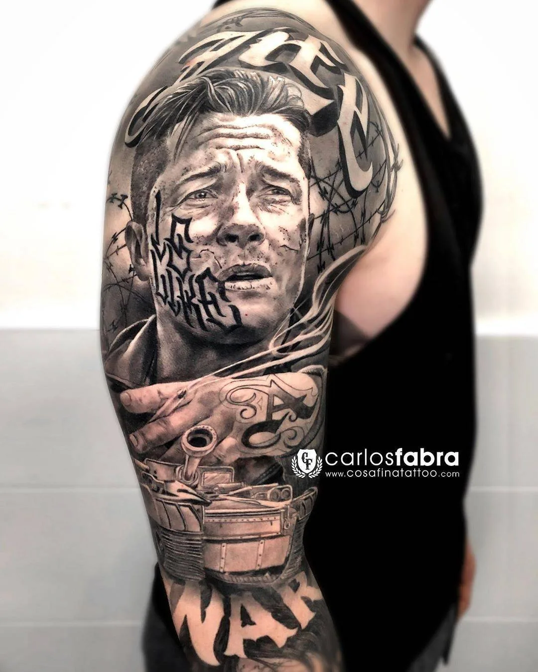 Tattoo artist Carlos Fabra, black and grey author's realistic tattoo | Barcelona, Spain