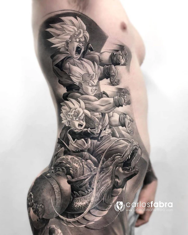 Realism Dragon ball, Characters tattoo on Side