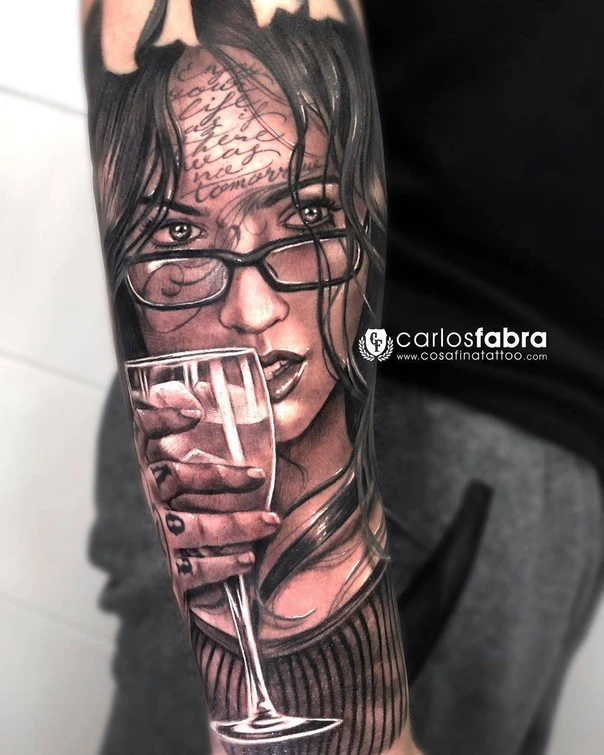 Realism Portrait, Woman tattoo on Forearm
