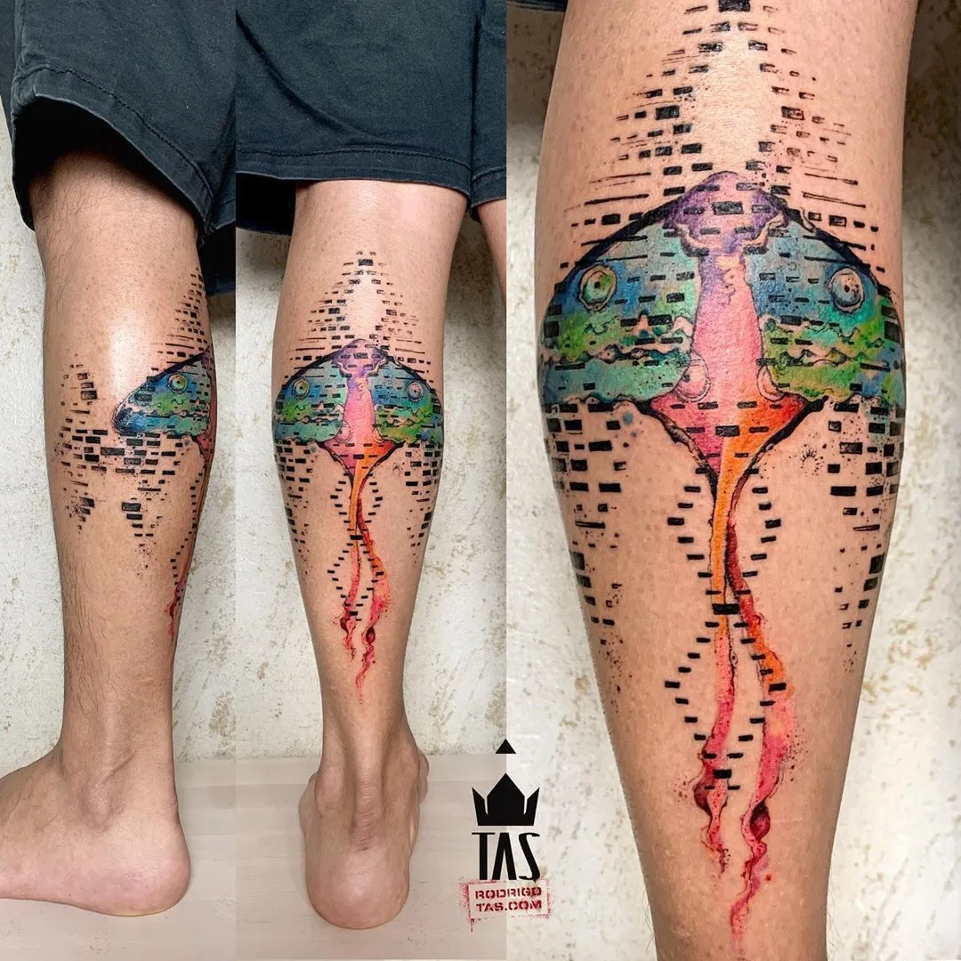 Abstract watercolor tattoo by tattoo artist Rodrigo Tas | Berlin, Germany