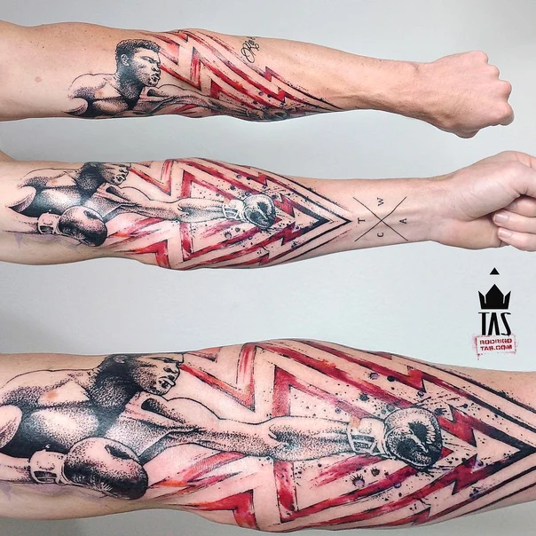 Realism Boxer, Geometric tattoo on Forearm