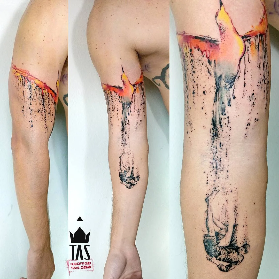 Abstract watercolor tattoo by tattoo artist Rodrigo Tas | Berlin, Germany