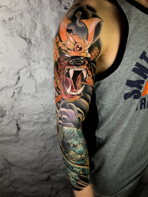 male color japanese tatouage sur full sleeve #36134 | Artiste tatoueur Джим