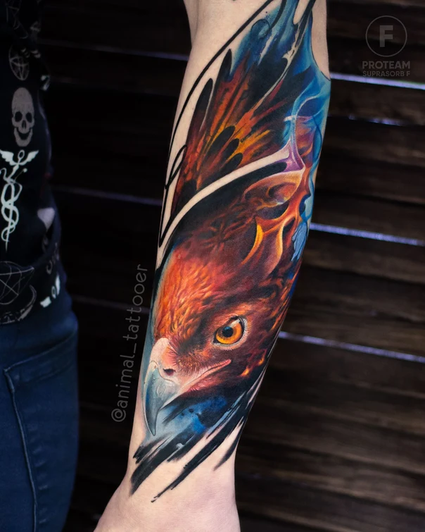 Realism Eagle, Bird tattoo on Forearm