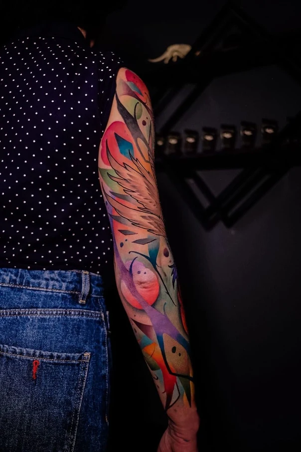 Абстрактная Wings, Abstract tattoo на Полный рукав